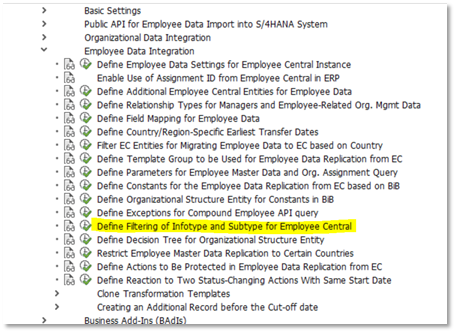 employee data replication infotype and subtype filter